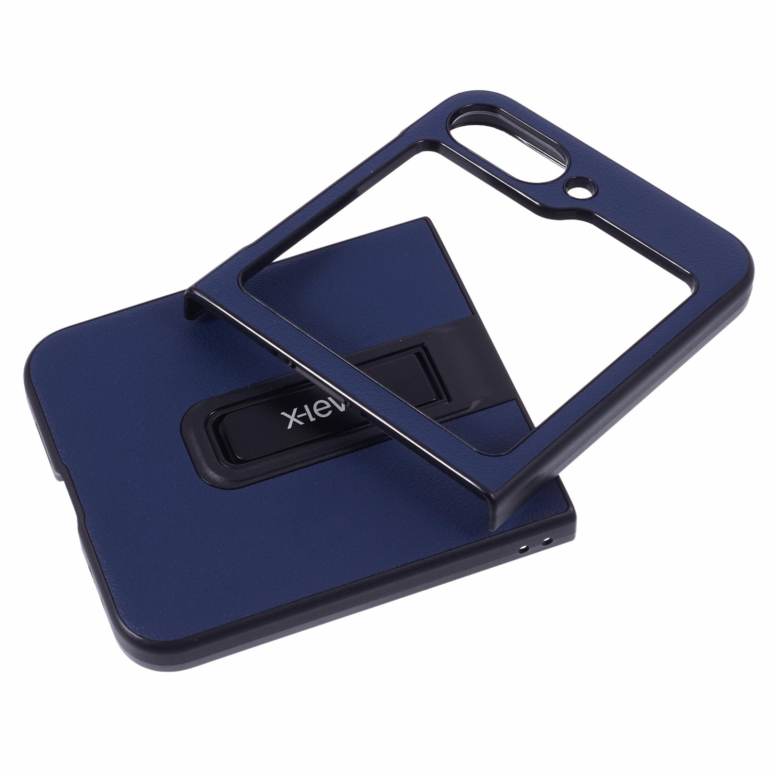 X-LEVEL For Samsung Galaxy Z Flip6 5G Magnetic Kickstand Folding Phone Case PU Leather Coated PC Cover - Dark Blue X-LEVEL For Samsung Galaxy Z Flip6 5G Magnetic Kickstand Folding Phone Case PU Leather Coated PC Cover - Dark Blue